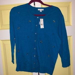 New York and Company Jeweled Button Down Sweater